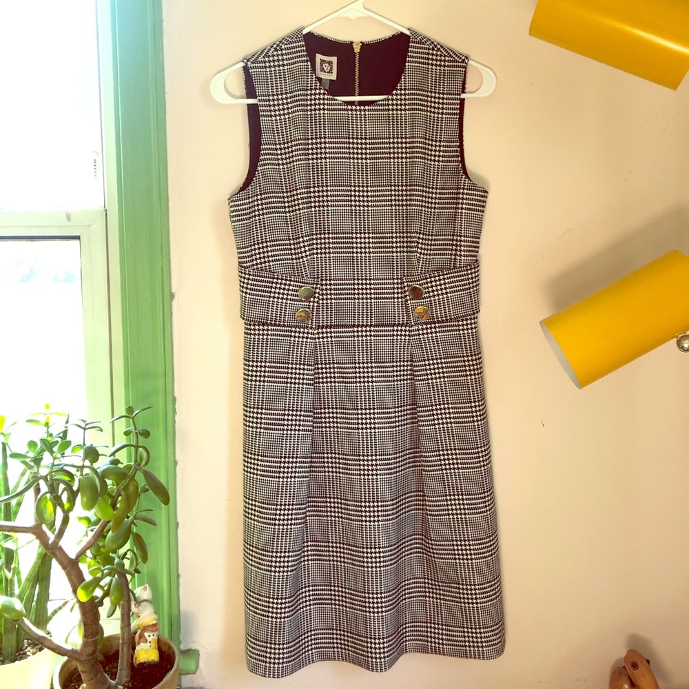 Anne Klein plaid menswear a-line dress